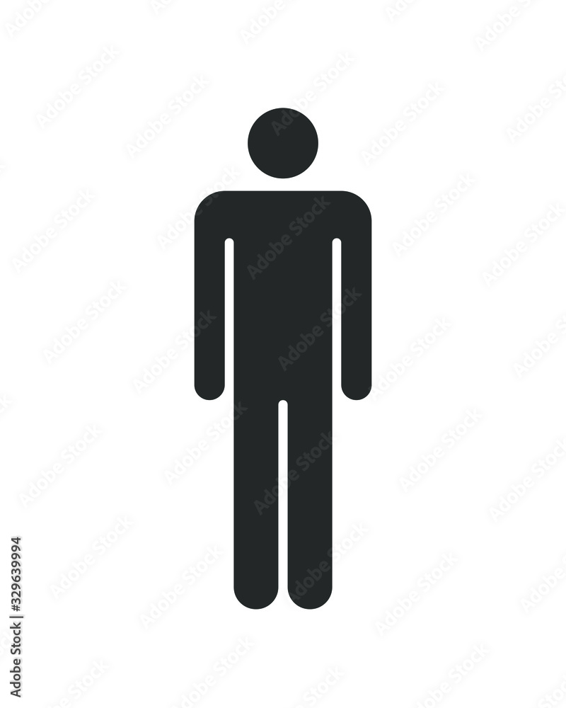 Person avatar icon. Flat human symbol. Gentleman logo. Toilet and bathroom sign. Black silhouette isolated on white background. Vector illustration image. Person avatar icon. Flat human symbol. Gentleman logo. Toilet and bathroom sign. Black silhouette isolated on white background. Vector illustration image.