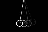 Swinging Black and White Pendulum with Clock. Isolated Single Object. Hypnosis Tool. Raster Illustration