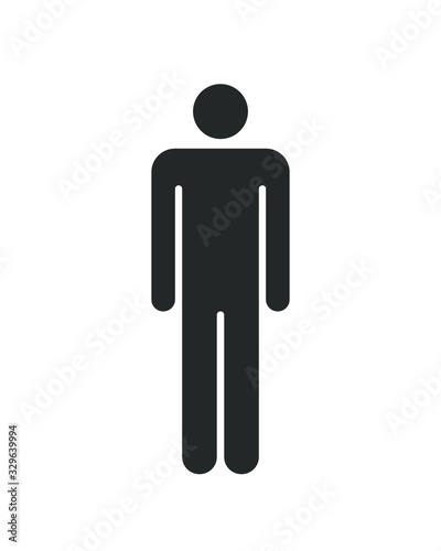 Person avatar icon. Flat human symbol. Gentleman logo. Toilet and bathroom sign. Black silhouette isolated on white background. Vector illustration image.