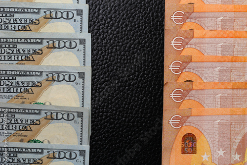 Dollars and euros. The concept of currency exchange transactions, money transfers and the choice for investment photo