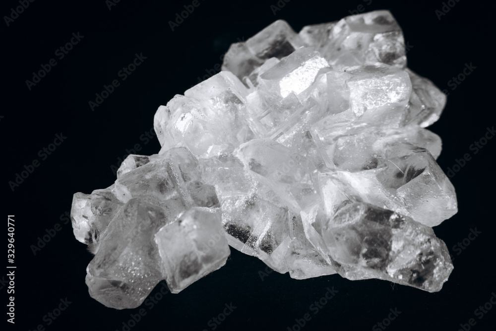 Salt crystals on black background Salt crystals on black background