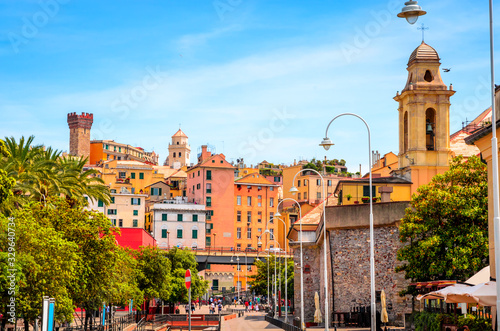 Panoramic view of Genoa (Genova) in a beautiful summer day, Liguria, Italy
