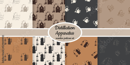 Collection of seamless pattern with distillation apparatus designed for web, fabric, paper and all prints 