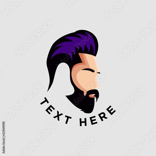beard and hairstyle barbershop logo design 