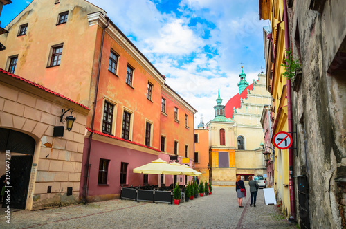 Fototapeta Naklejka Na Ścianę i Meble -  Beatiful cozy street of city Lublin, Poland, Europe
