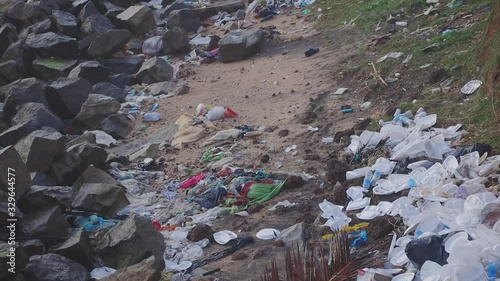 polluted beach varkala india