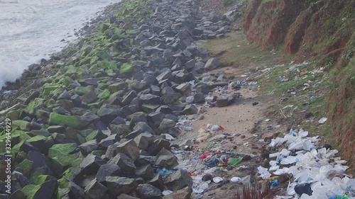 polluted beach varkala india