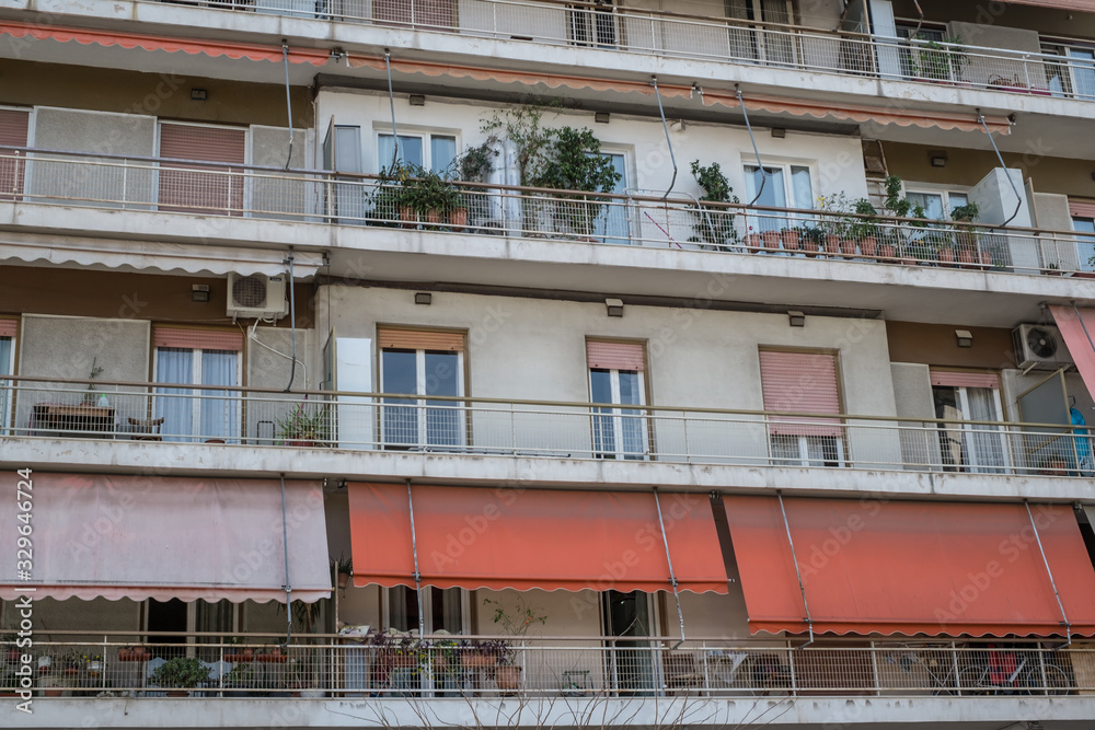 on the streets of Athens with blocks of flats and shops, Greece on the streets of Athens with blocks of flats and shops, Greece