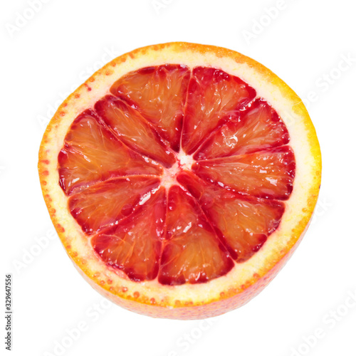 Sliced ripe blood orange isolated on white background