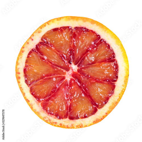Sliced ripe blood orange isolated on white background