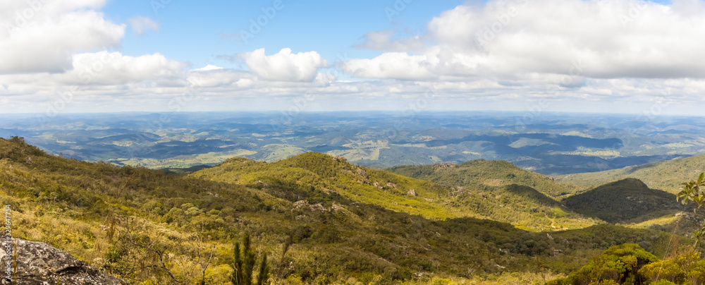 Panorama of the valley of the Itambe Peak State Park, Minas Gerais, Brazil