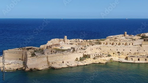 Famous Fort Rikasoli in Kalkara Malta from above - aerial photography photo