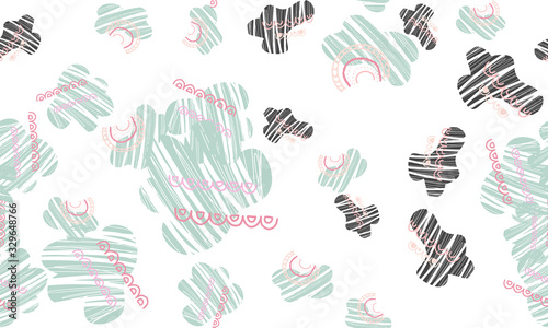 Vector kids pattern with cute native cloud. Cute scandinavian seamless background in calm colors