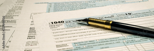 Tax forms 1040. U.S Individual Income Tax Return. Tax time.