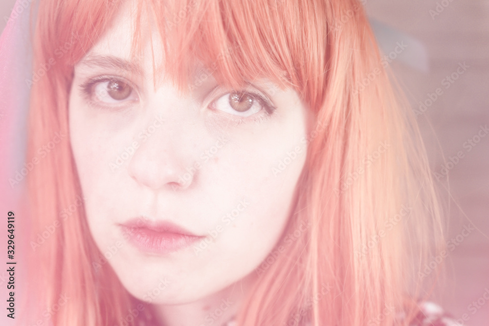 Romantic and dreamy portrait of a redhead woman Romantic and dreamy portrait of a redhead woman