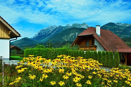 Austrian Alps-outlook on Dachstein from Haus im Ennstal
