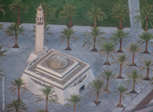 ADNOC mosque on an autumn day in sunset.