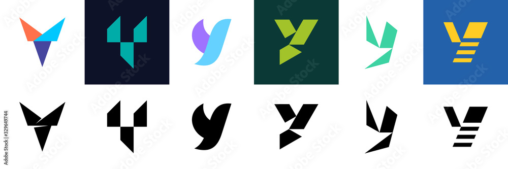 Set of letter Y logo. Icon design. Template elements - Collection of vector sign - obrazy, fototapety, plakaty 