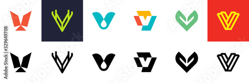 Set of letter V logo. Icon design. Template elements - Collection of vector sign photo