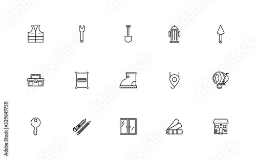 bundle of construction set line icons