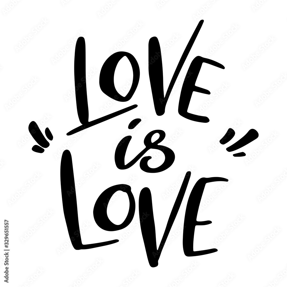 The inscription love is love outline doodle handmade digital art. Print for  stickers, stationery, wrapping paper, posters, cards, invitations, posts,  web, fabrics. Stock Illustration | Adobe Stock