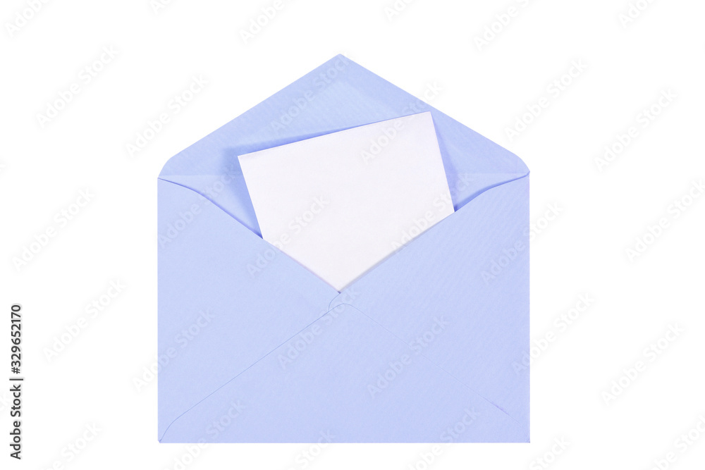 blue open envelope with paper Isolated blue open envelope with paper Isolated