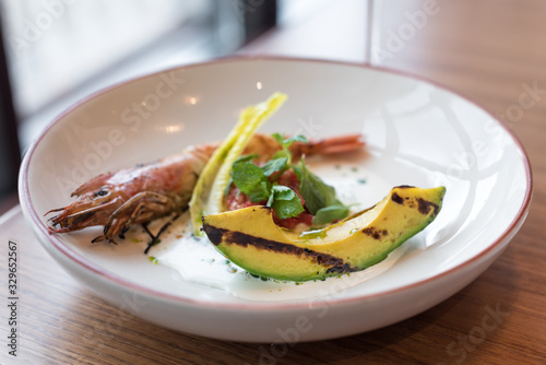 Grilled Prawn and Avocado with Tomato Salsa