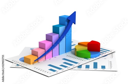 business finance graph 3d illustration