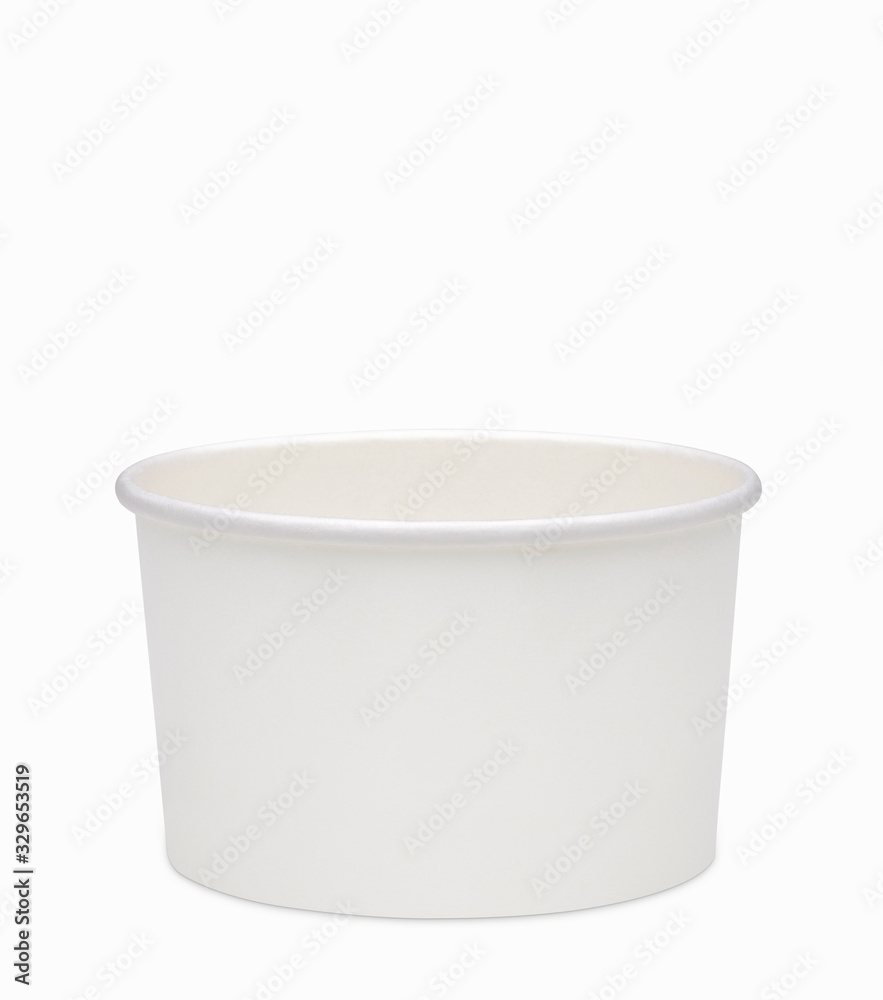 Empty, white and blank cardboard or carton ice cream or frozen yogurt cup  mockup or mock up template isolated on white background including clipping  path Photos | Adobe Stock