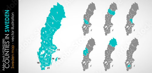 Color vector map of Sweden with administrative divisions  photo