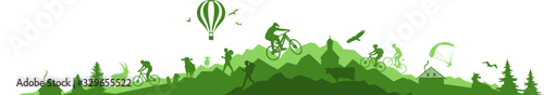 Mountain Sport Landscape Silhouette Outline Vector