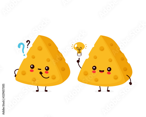 Cute happy smiling cheese with question mark
