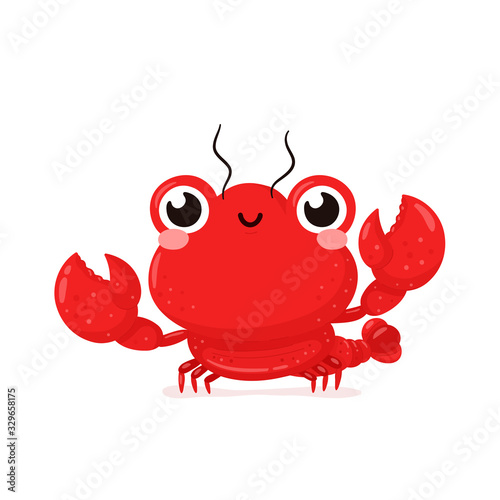 Cute happy smiling lobster. Vector 