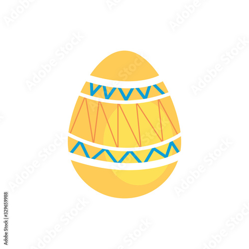 easter egg painted with lines and stripes flat style