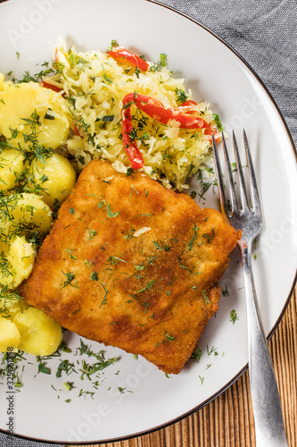 Breaded cod fillet.