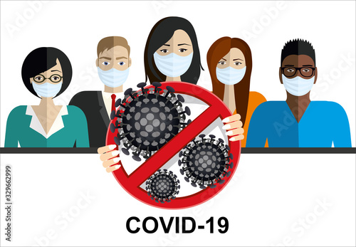 Stop Wuhan Covid-19, coronavirus sign. Dangerous chinese Covid-19 corona virus, SARS pandemic risk alert. Coronavirus outbreak in China.
