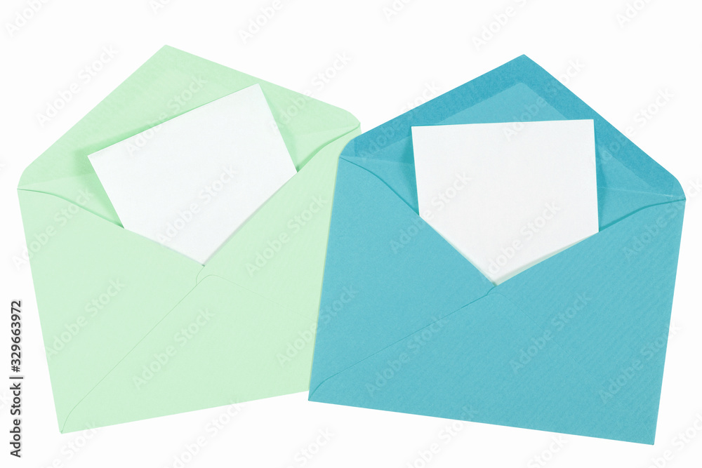 green open envelope with paper Isolated green open envelope with paper Isolated