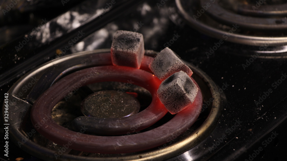 Hot coals on the stove