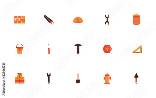 bundle of construction set flat icons