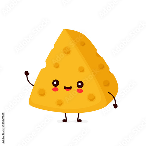 Cute happy smiling cheese. Vector
