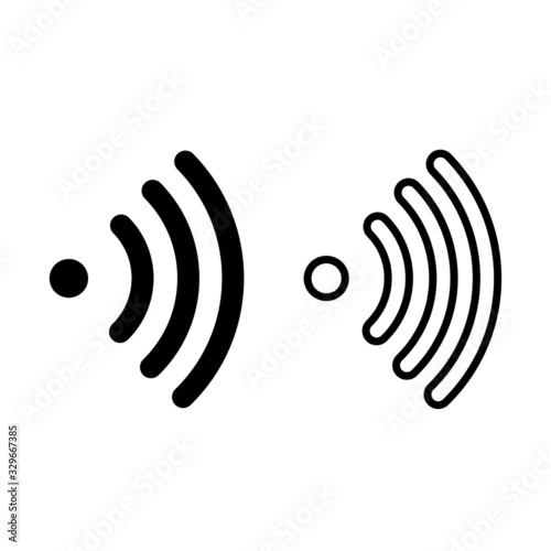 Signal transmission point icon. Source and signal waves. Vector Illustration