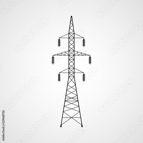 Electricity pylon vector icon. High voltage power line transmission tower