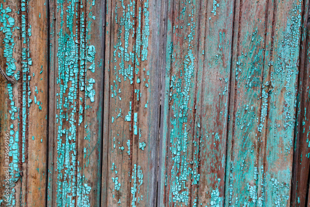 Old painted wooden fence. Background texture.