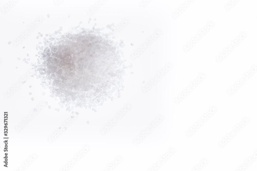 Fototapeta premium Sea salt crystals - White background
