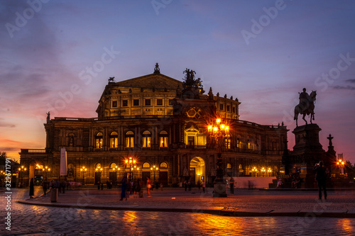 DRESDEN, GERMANY - June 15, 2019: Famous opera house Semperoper in Dresden after a concert after sunset