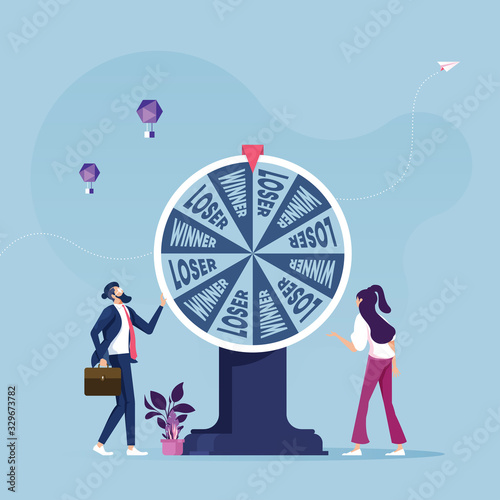 Business people with wheel of fortune-Business concept vector © treety