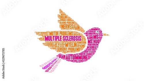 Multiple Sclerosis animated word coud on a white background.  photo