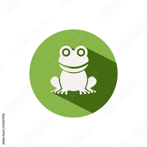 Frog. Icon on a green circle. Animal vector illustration