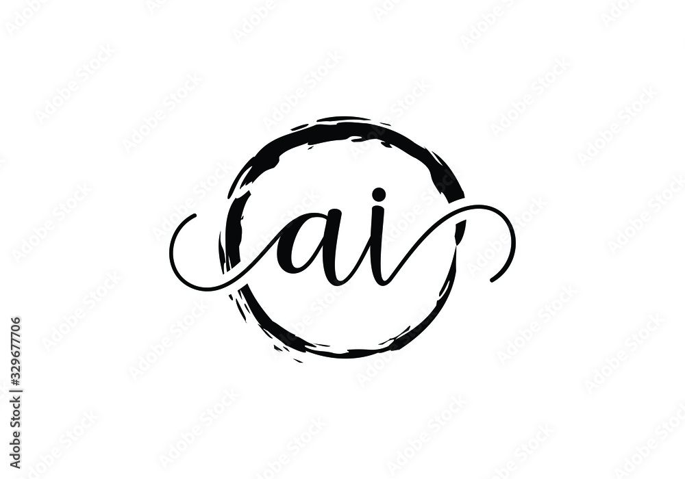A and I Initial handwriting logo design with brush circle. handwritten logo for fashion, team, wedding, luxury logo. A and I Initial handwriting logo design with brush circle. handwritten logo for fashion, team, wedding, luxury logo.