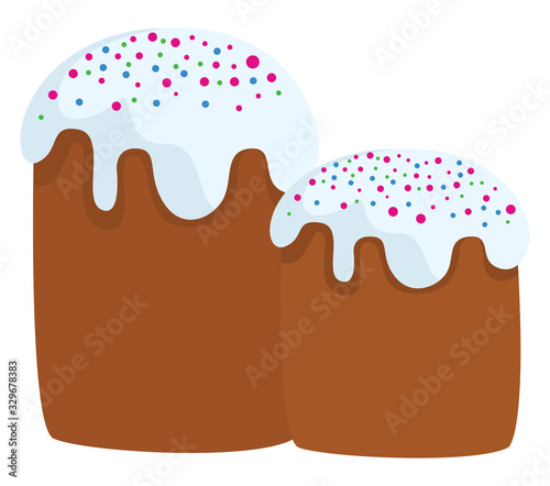 Easter cake, illustration, vector on white background.